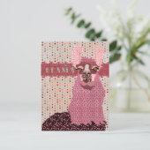Carte postale Llama rose Pokadot (Debout devant)
