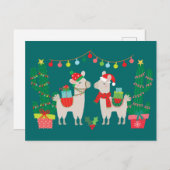 Carte Postale Llamas de Noël (Devant / Derrière)