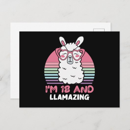 Carte Postale Llamazing 18e anniversaire 18 ans Llama (Devant / Derrière)