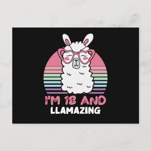 Carte Postale Llamazing 18e anniversaire Llama 18 ans (Devant)