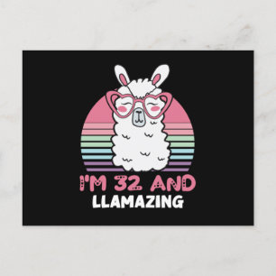 Carte Postale Llamazing 32e anniversaire 32 ans Llama