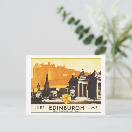Carte Postale LNER Edinburgh LMS C'est plus rapide en train (Debout devant)