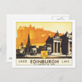 Carte Postale LNER Edinburgh LMS C'est plus rapide en train (Devant / Derrière)
