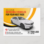 Carte Postale Location de voiture Jaune Professionnel Location d (Devant)