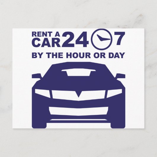 Carte Postale Location de voiture par heure ou jour 24-7 (Devant)