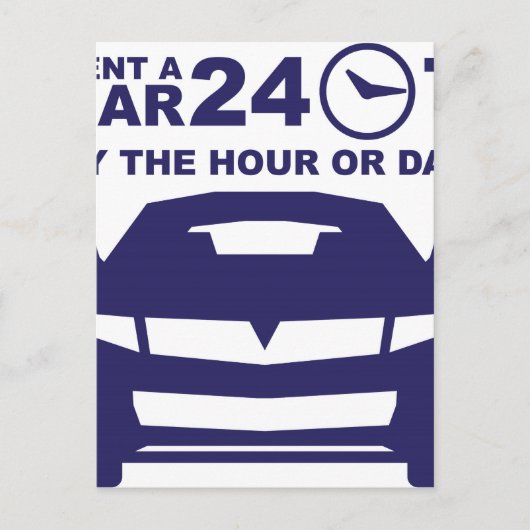Carte Postale Location de voiture par heure ou jour 24-7 (Devant)