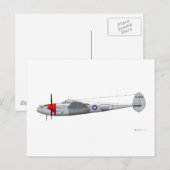 Carte Postale Lockheed P-38J Lightning (Devant / Derrière)