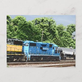 Carte Postale locomotive CN 4910 bleu et blanc "smurf"
