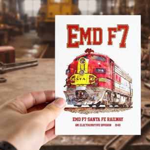 Carte Postale Locomotive diesel EMD F7 Santa Fe Warbonnet.