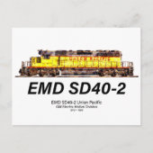 Carte Postale Locomotive diesel EMD SD40-2. Union Pacifique (Devant)