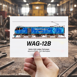 Carte Postale Locomotive WAG-12B. Train de fret des chemins de f