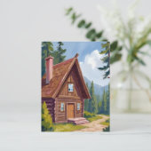 Carte Postale Log Cabine Cottage Mountain Paysage (Debout devant)