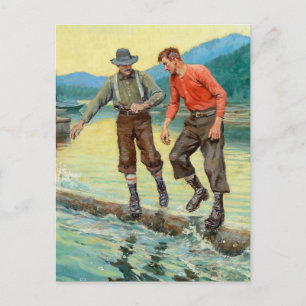 Carte Postale « Log Rollers » Art occidental de Philip R Goodwin