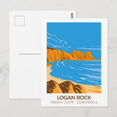 Carte Postale Logan Rock sur la falaise de Treen en Cornouailles (Devant / Derrière)