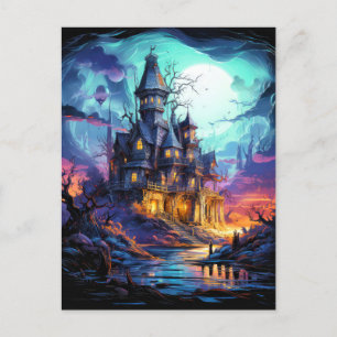 Carte Postale Logement Hanté éffrayant Sous Une Pleine lune