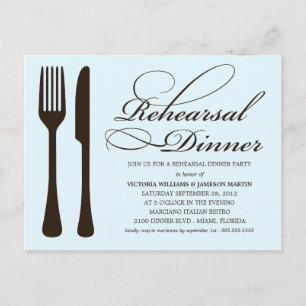 CARTE POSTALE LOGICIEL BLEU & NOIR REHEARSAL DÎNER INVITATION