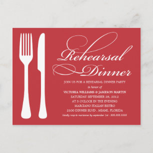 CARTE POSTALE LOGICIELS ROUGE REHEARSAL DÎNER INVITATION