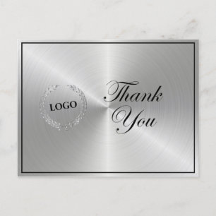 Carte Postale Logo Argent Entreprise Merci