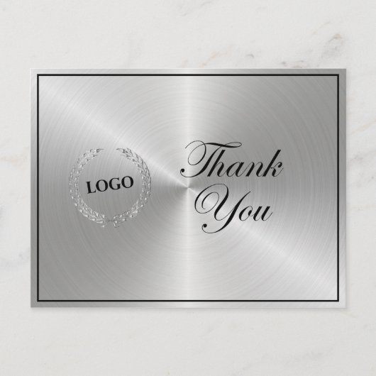 Carte Postale Logo Argent Entreprise Merci (Devant)