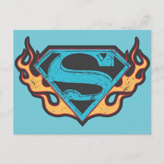 Carte Postale Logo bleu super fille avec flammes (Devant)