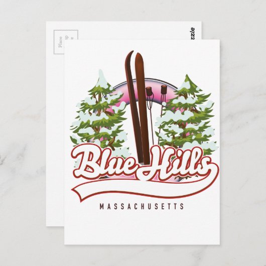 Carte Postale logo Blue Hills Massachusetts Ski (Devant / Derrière)