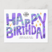 Carte Postale Logo Crayon Violet Fun Étoiles Manuscrites Anniver (Devant)