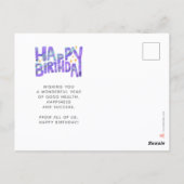 Carte Postale Logo Crayon Violet Fun Étoiles Manuscrites Anniver (Dos)
