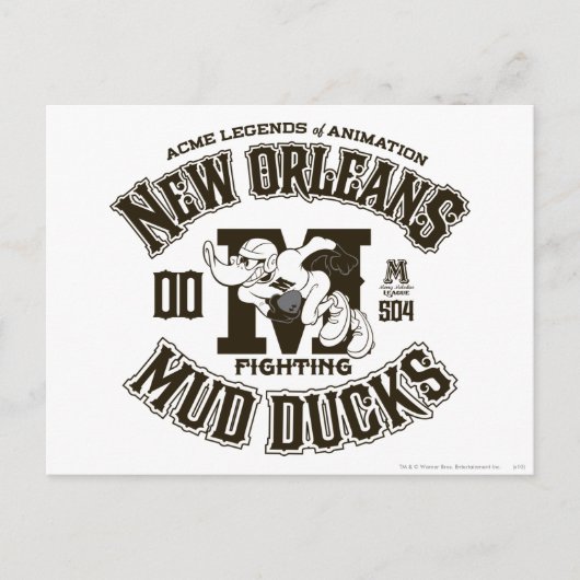Carte Postale Logo DAFFY DUCK™ New Orleans Mud Ducks Logo 2 (Devant)