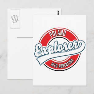 Carte Postale logo d'aventurier explorateur de Pologne
