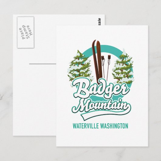 Carte Postale logo de Badger Mountain Waterville Washington Ski (Devant / Derrière)