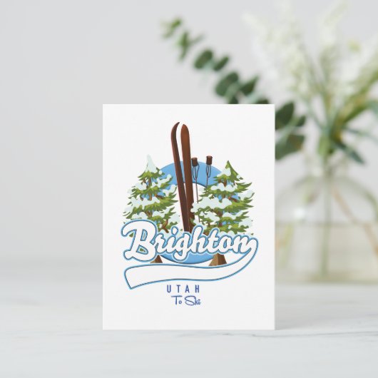 Carte Postale Logo de Brighton Utah pour skier (Debout devant)