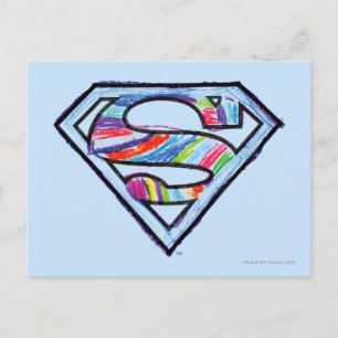 Carte Postale Logo de croquis couleur supergirl
