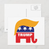 Carte Postale Logo de Donald Trump Hair GOP Elephant (Devant / Derrière)