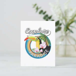 Carte Postale logo de Explore Paradise Travel en style cartoon