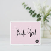 Carte Postale Logo de la société simple rose noire Merci personn (Debout devant)