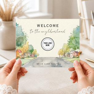 Carte Postale Logo de l'agent immobilier de quartier Bienvenue R