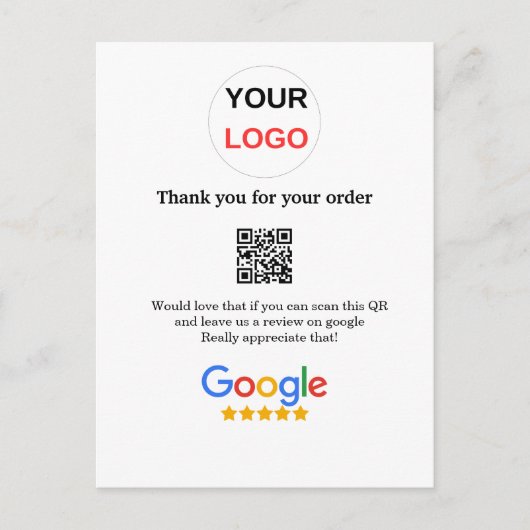 Carte Postale Logo de l'avis Google Avis Scan QR avis (Devant)