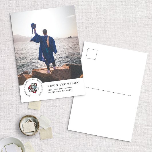 Carte Postale Logo de l'école et Faire-part d'obtention d'un dip