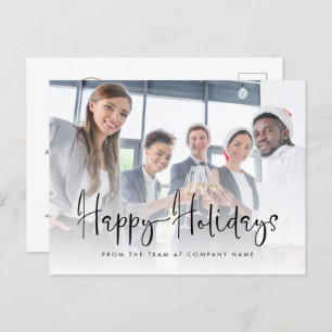 Carte Postale Logo de l'entreprise Ajouter photo Happy Holidays