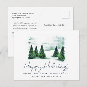 Carte Postale Logo de l'entreprise d'arbre de pin Fêtes de fin d