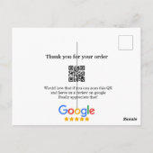 Carte Postale Logo de l'entreprise de revue Google Scan QR revie (Dos)