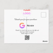 Carte Postale logo de l'entreprise de revue Google Scan QR revie (Dos)