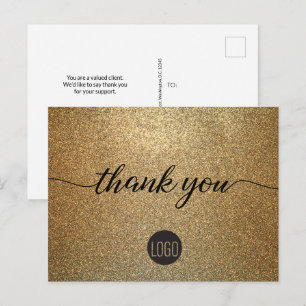 Carte Postale Logo de l'entreprise Gold Glitter Business Client 