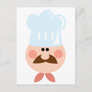 Carte Postale Logo de mascot de dessin animé visage d'homme chef