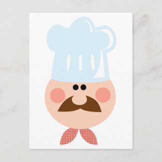 Carte Postale Logo de mascot de dessin animé visage d'homme chef