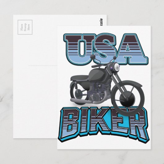 Carte Postale logo de motard américain (Devant / Derrière)