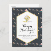 Carte Postale Logo de Noël Père Noël Reindeer Business (Devant / Derrière)