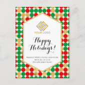Carte Postale Logo de Noël Red Gold Green Pois Business (Devant)