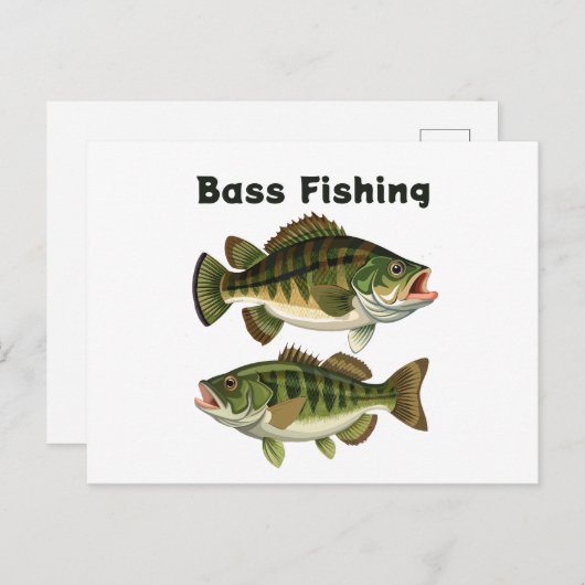 Carte Postale Logo de pêche au black bass à grande bouche (Devant / Derrière)