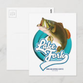 Carte Postale logo de pêche du lac Fork Texas. (Devant / Derrière)
